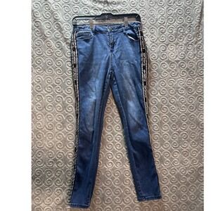 Bebe Women Blue Denim Jeans Logo Tape‎ Side Size 28